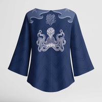 Western Yoke Kimono Sleeve Blouse Octopus And Coral Cowboy Style - Wonder Print Shop