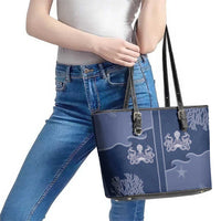 Western Yoke Leather Tote Bag Octopus And Coral Cowboy Style - Wonder Print Shop