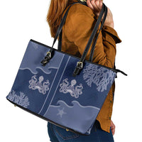 Western Yoke Leather Tote Bag Octopus And Coral Cowboy Style - Wonder Print Shop
