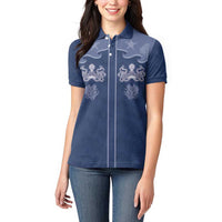 Western Yoke Women Polo Shirt Octopus And Coral Cowboy Style - Wonder Print Shop