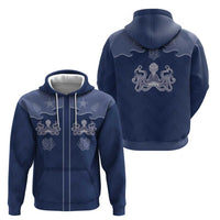 Western Yoke Zip Hoodie Octopus And Coral Cowboy Style - Wonder Print Shop