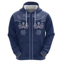 Western Yoke Zip Hoodie Octopus And Coral Cowboy Style - Wonder Print Shop