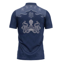 Western Yoke Zipper Polo Shirt Octopus And Coral Cowboy Style - Wonder Print Shop