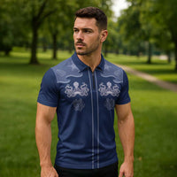 Western Yoke Zipper Polo Shirt Octopus And Coral Cowboy Style - Wonder Print Shop