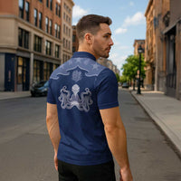 Western Yoke Zipper Polo Shirt Octopus And Coral Cowboy Style - Wonder Print Shop