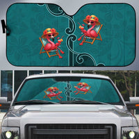 Western Yoke Auto Sun Shade Flamingo Relax Cowboy Style - Wonder Print Shop
