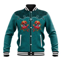Western Yoke Baseball Jacket Flamingo Relax Cowboy Style - Wonder Print Shop