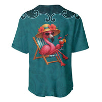 Western Yoke Baseball Jersey Flamingo Relax Cowboy Style - Wonder Print Shop