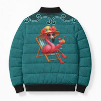 Western Yoke Bomber Puffer Jacket Flamingo Relax Cowboy Style - Wonder Print Shop