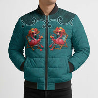 Western Yoke Bomber Puffer Jacket Flamingo Relax Cowboy Style - Wonder Print Shop