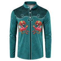 Western Yoke Button Sweatshirt Flamingo Relax Cowboy Style - Wonder Print Shop