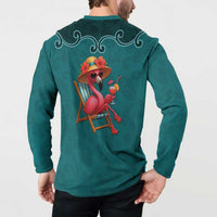 Western Yoke Button Sweatshirt Flamingo Relax Cowboy Style - Wonder Print Shop