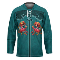Western Yoke Hockey Jersey Flamingo Relax Cowboy Style - Wonder Print Shop