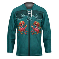 Western Yoke Hockey Jersey Flamingo Relax Cowboy Style - Wonder Print Shop