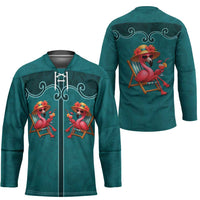Western Yoke Hockey Jersey Flamingo Relax Cowboy Style - Wonder Print Shop