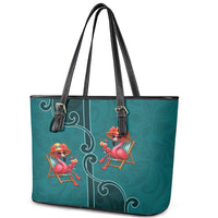 Western Yoke Leather Tote Bag Flamingo Relax Cowboy Style - Wonder Print Shop
