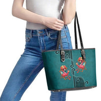 Western Yoke Leather Tote Bag Flamingo Relax Cowboy Style - Wonder Print Shop