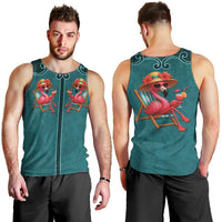 Western Yoke Men Tank Top Flamingo Relax Cowboy Style - Wonder Print Shop