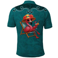 Western Yoke Polo Shirt Flamingo Relax Cowboy Style - Wonder Print Shop