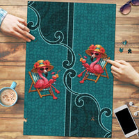 Western Yoke Puzzle Flamingo Relax Cowboy Style - Wonder Print Shop