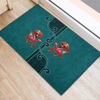 Western Yoke Rubber Doormat Flamingo Relax Cowboy Style - Wonder Print Shop