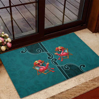 Western Yoke Rubber Doormat Flamingo Relax Cowboy Style - Wonder Print Shop