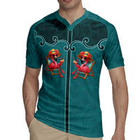 Western Yoke Rugby Jersey Flamingo Relax Cowboy Style - Wonder Print Shop