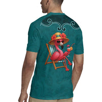 Western Yoke Rugby Jersey Flamingo Relax Cowboy Style - Wonder Print Shop