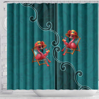 Western Yoke Shower Curtain Flamingo Relax Cowboy Style - Wonder Print Shop