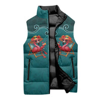 Western Yoke Sleeveless Puffer Jacket Flamingo Relax Cowboy Style - Wonder Print Shop