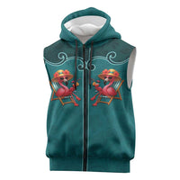 Western Yoke Sleeveless Zip Hoodie Flamingo Relax Cowboy Style - Wonder Print Shop
