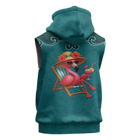 Western Yoke Sleeveless Zip Hoodie Flamingo Relax Cowboy Style - Wonder Print Shop