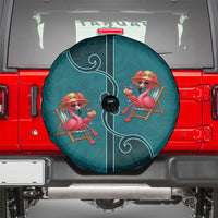 Western Yoke Spare Tire Cover Flamingo Relax Cowboy Style - Wonder Print Shop