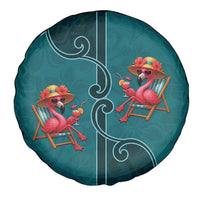 Western Yoke Spare Tire Cover Flamingo Relax Cowboy Style - Wonder Print Shop