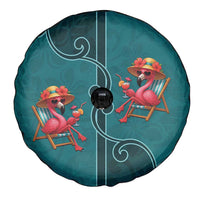Western Yoke Spare Tire Cover Flamingo Relax Cowboy Style - Wonder Print Shop