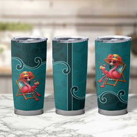 Western Yoke Tumbler Cup Flamingo Relax Cowboy Style - Wonder Print Shop