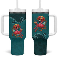 Western Yoke Tumbler With Handle Flamingo Relax Cowboy Style - Wonder Print Shop