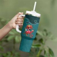 Western Yoke Tumbler With Handle Flamingo Relax Cowboy Style - Wonder Print Shop
