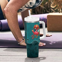 Western Yoke Tumbler With Handle Flamingo Relax Cowboy Style - Wonder Print Shop