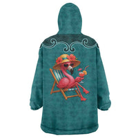 Western Yoke Wearable Blanket Hoodie Flamingo Relax Cowboy Style - Wonder Print Shop