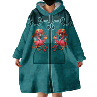 Western Yoke Wearable Blanket Hoodie Flamingo Relax Cowboy Style - Wonder Print Shop