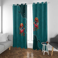 Western Yoke Window Curtain Flamingo Relax Cowboy Style - Wonder Print Shop