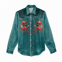 Western Yoke Women Casual Shirt Flamingo Relax Cowboy Style - Wonder Print Shop