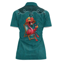 Western Yoke Women Polo Shirt Flamingo Relax Cowboy Style - Wonder Print Shop