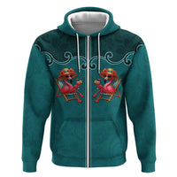 Western Yoke Zip Hoodie Flamingo Relax Cowboy Style - Wonder Print Shop