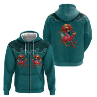 Western Yoke Zip Hoodie Flamingo Relax Cowboy Style - Wonder Print Shop