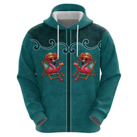 Western Yoke Zip Hoodie Flamingo Relax Cowboy Style - Wonder Print Shop