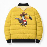 Western Yoke Bomber Puffer Jacket Toucan Cowboy Style - Wonder Print Shop