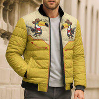 Western Yoke Bomber Puffer Jacket Toucan Cowboy Style - Wonder Print Shop