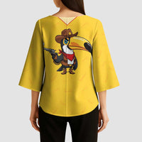 Western Yoke Kimono Sleeve Blouse Toucan Cowboy Style - Wonder Print Shop